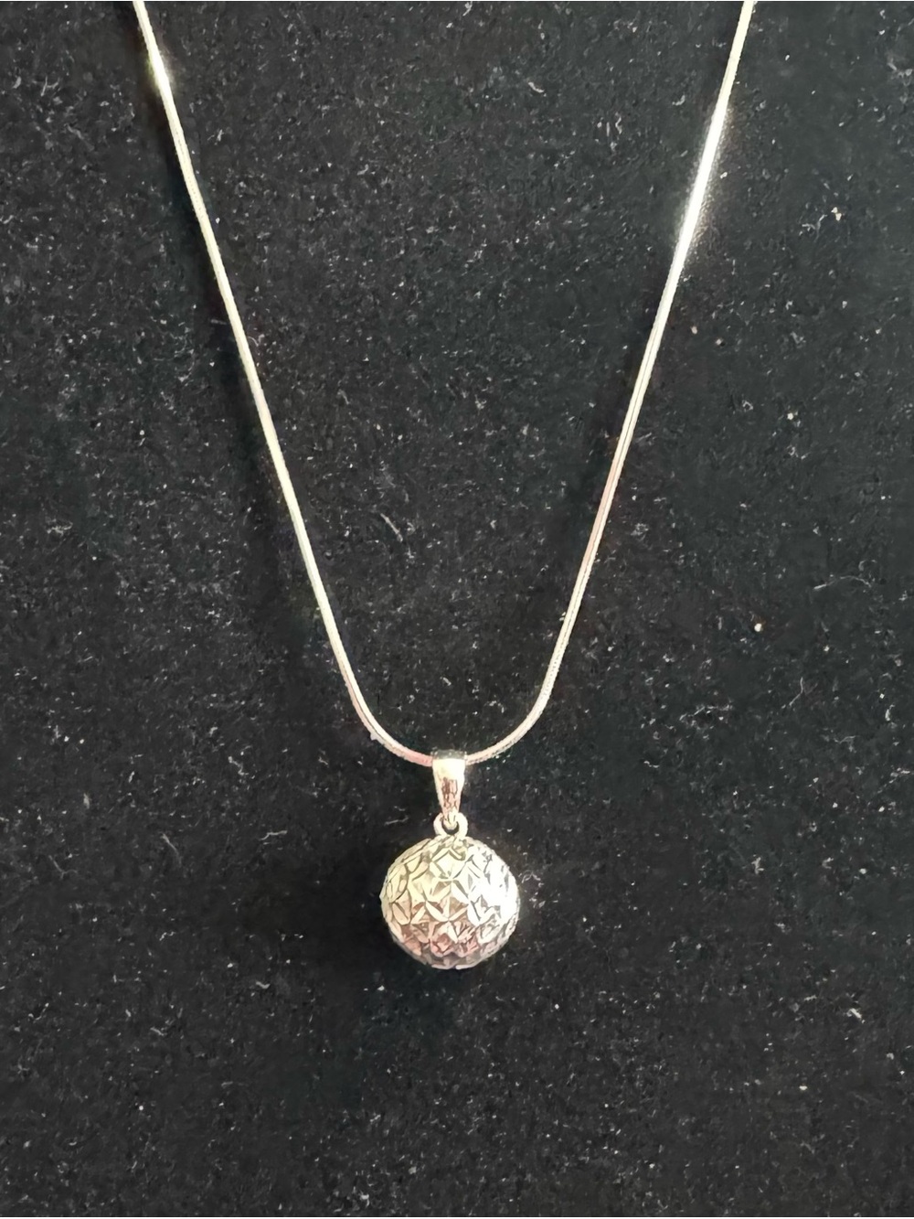 Chic Sterling Silver Textured Sphere Pendant Necklace w/ 18” chain -